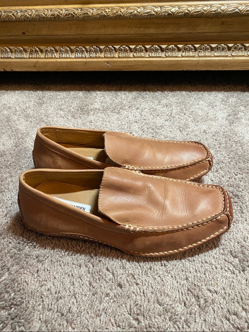 Steve Madden Men's Cognac Leather Slip-On Loafers